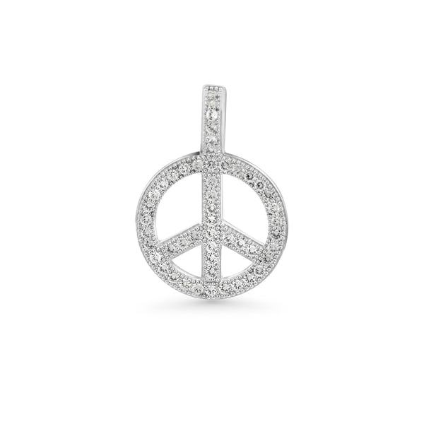 Micro Pave CZ Peace Sign Pendant