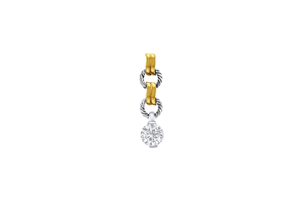 Two Tone Slide Rope CZ Pendant