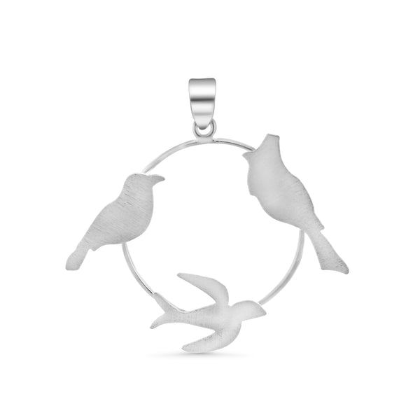 Round Brushed Bird Pendant
