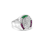Mens Red/White/Green CZ Guadalupe Ring