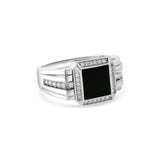 Mens Square Black Onyx CZ Ring