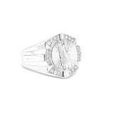 Mens CZ Round Signet San Judas Ring