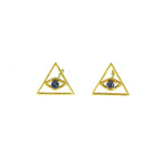 14K Gold Sapphire Third Eye/Evil Eye Studs