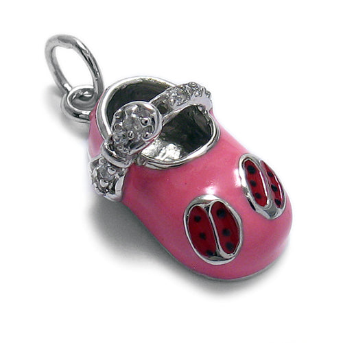 Pink Ladybug Baby Shoe Pendant