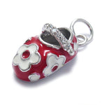 Red and White Daisy Baby Shoe Pendant