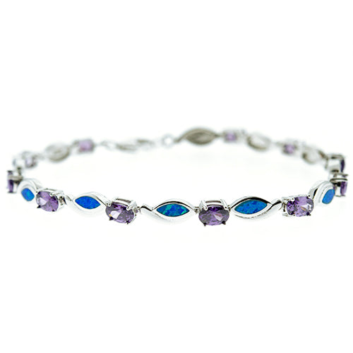 Blue Opal and Amethyst Bracelet