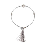 Gray Jade Tassel Stretch Bracelet