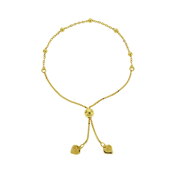Gold Bead and Link Adjustable Bracelet