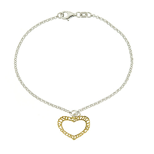 Gold Vermeil Link with Heart Bracelet