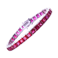 6mm Princess Cut Ruby CZ Bracelet