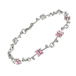 Pink and White Butterfly CZ Bracelet