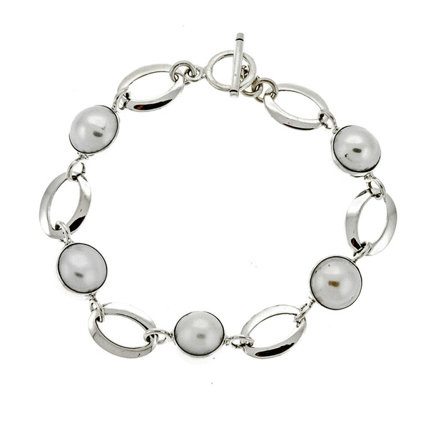 Pearl and Oval Link Bracelet