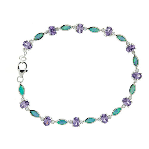 Blue Opal & Oval Amethyst Bracelet