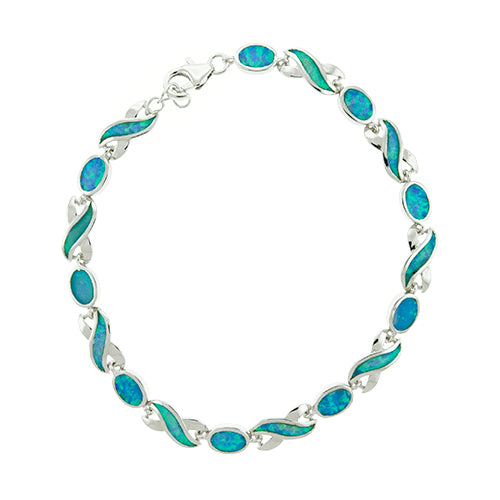Blue Opal Oval and Infinity Bracelet