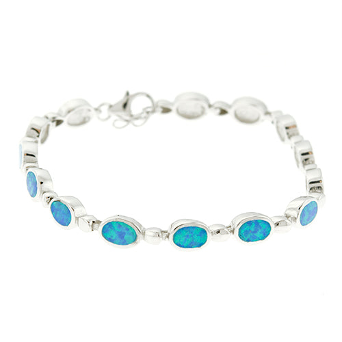 Blue Oval Opal Bracelet