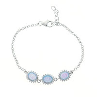 Three Oval Blue Opal & CZ Bracelet