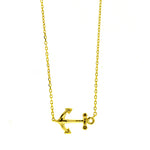 Gold Sideways Anchor Necklace