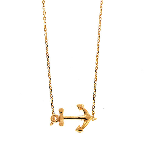 Rose Gold Sideways Anchor Necklace