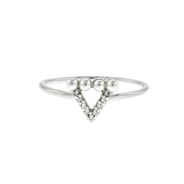 Triangle Pearl and CZ Ring