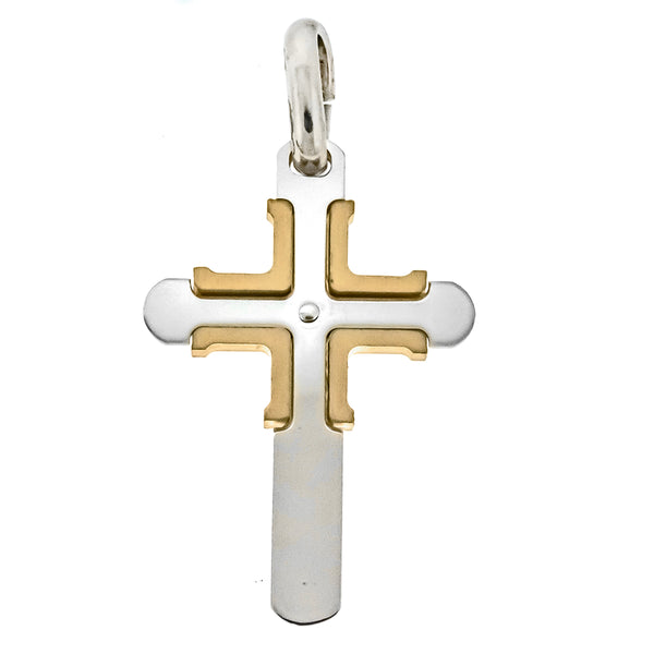 Gold Vermeil Trim Cross Pendant