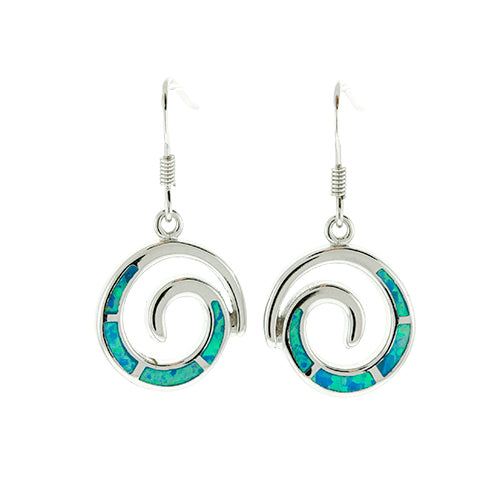 Blue Opal Spiral Earrings