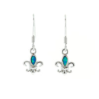 Blue Opal Fleur de Lis Earrings