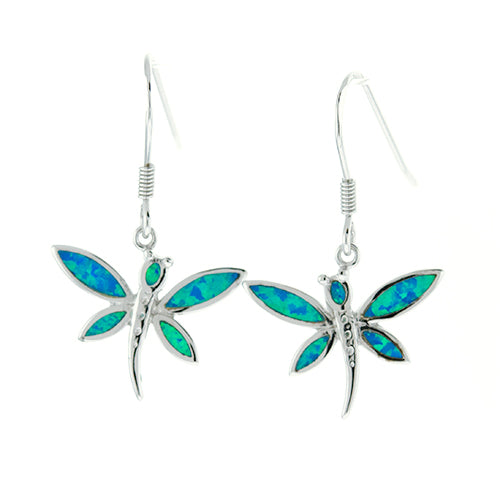 Blue Opal Dragonfly Earrings
