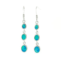 Blue Opal Three Drop Earrings