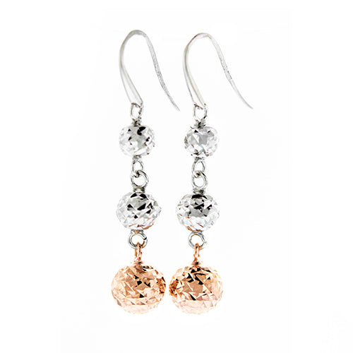 Silver and Rose Gold DC Ball Drop Earrings