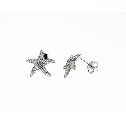 Silver CZ Starfish Earrings