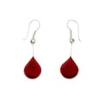 Red Coral Rounded Teardrop Earrings