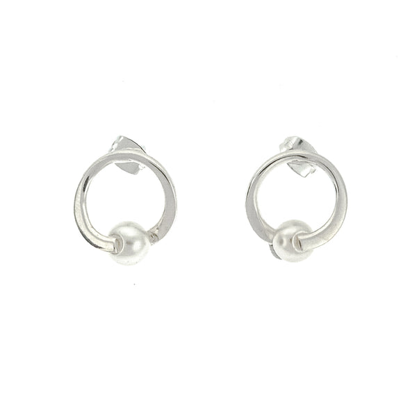 Pearl Circle Post Earrings