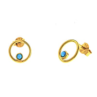 Floating Blue Opal Circle Earrings