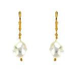 Gold Vermeil Baroque Pearl Leverback Earrings