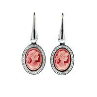 CZ Coral Cameo Earrings