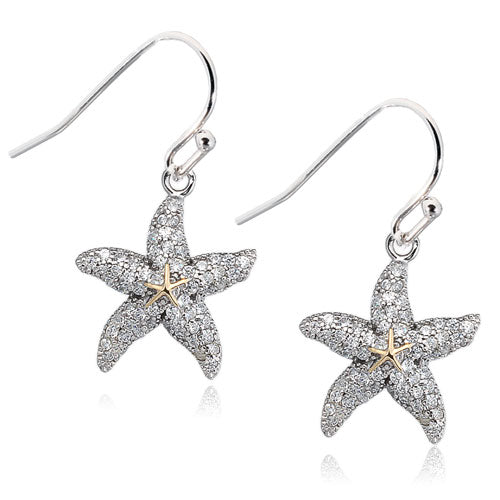 Micro Pave CZ Starfish Earrings