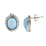 Oval Blue Jade Earrings