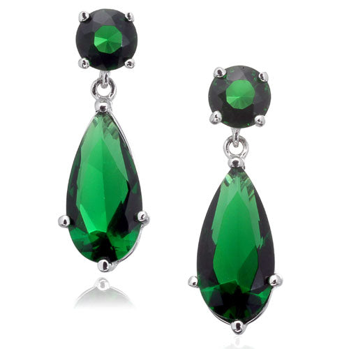 Emerald CZ Post Earrings