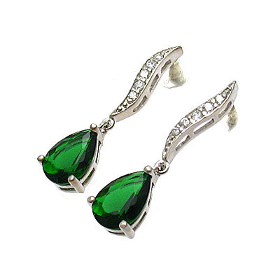 Emerald Teardrop Drop Earrings