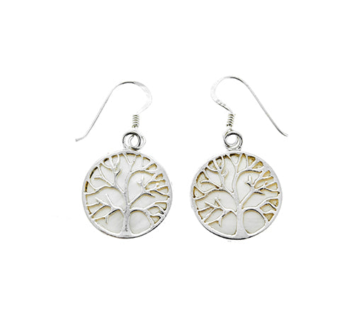 White Shell Tree of Life Earrings