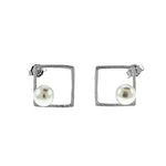 Satin Square Pearl Earrings