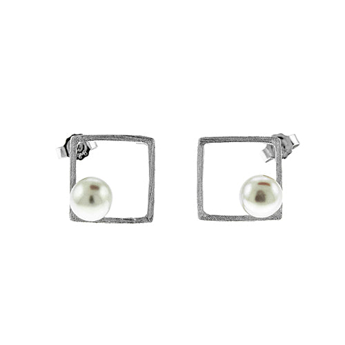Satin Square Pearl Earrings