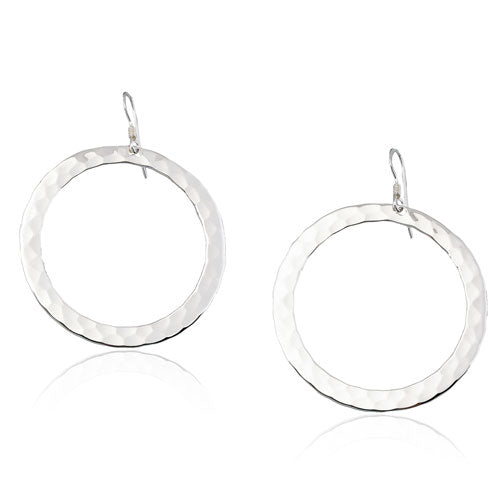 Hammered Round Open Circle Earrings