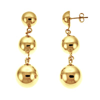 Gold Three Ball Post Earrings