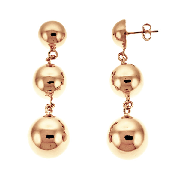 Rose Gold Three Ball Post Earrings