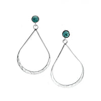 Hammered Teardrop with Turquoise Earrings