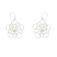 Pearl Wire Flower Earrings