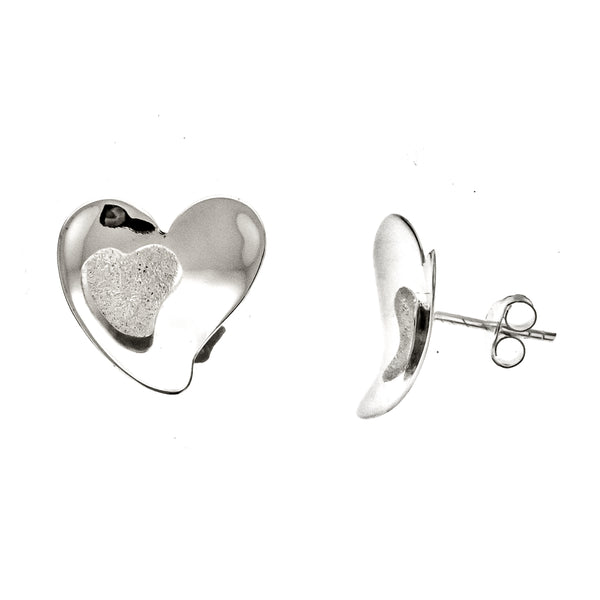 Satin Double Heart Post Earrings
