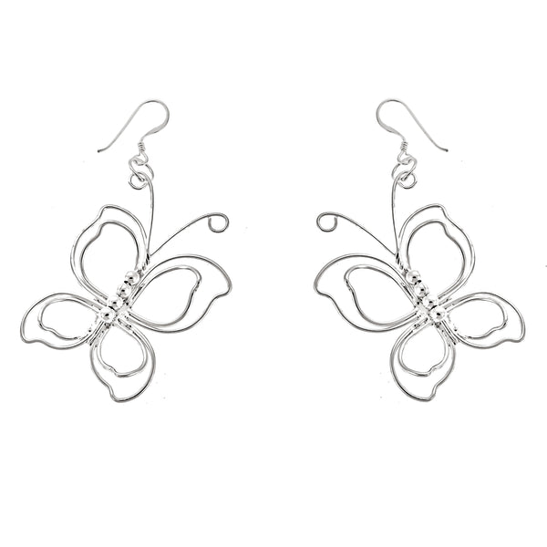 Wire Bead Butterfly Earrings