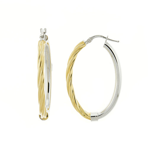 Gold Vermeil Two Tone Rope Oval Hoops